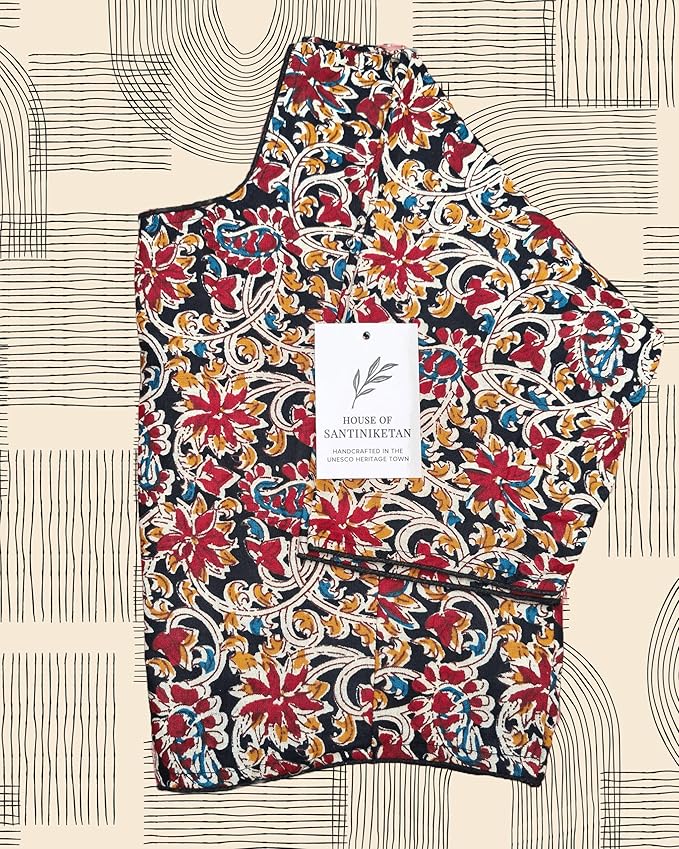 Pure Cotton Kalamkari Print Blouse for Women, Round Neck, Comfortable & Lightweight Design